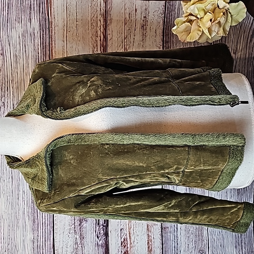 EFFECI ARMY GREEN VALOR AND FAUX FUR SHORT JACKET - Picture 8 of 15